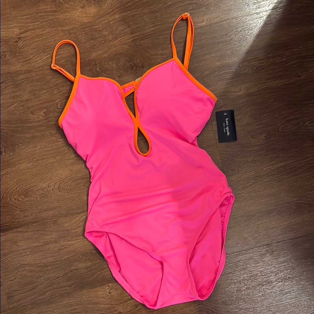 Kate Spade Vibrant Pink and Orange One Piece Swimsuit